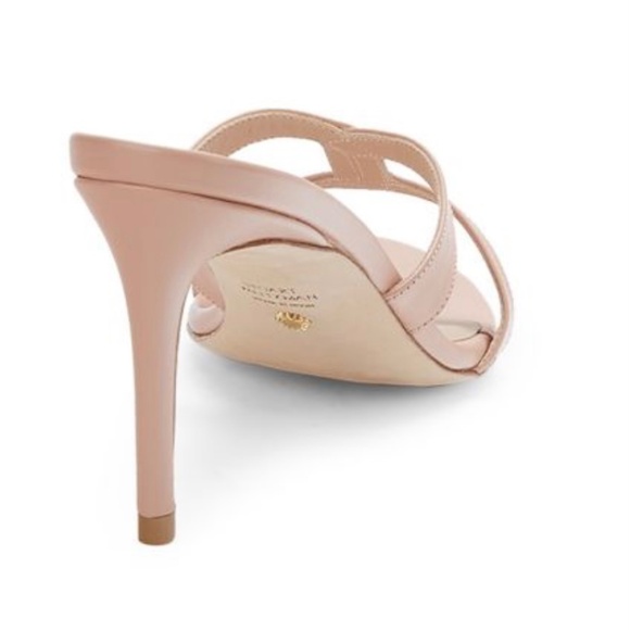 Stuart Weitzman Soiree Sleek 75 Sandal Stiletto Heel Poudre Leather Pumps 8.5 - Picture 4 of 16